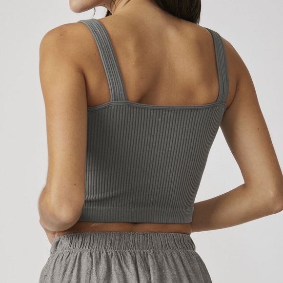 Free People Gray Ribbed Tank Top - Picture 2 of 4